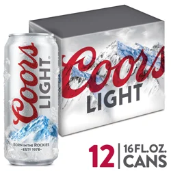 Coors American Light Lager Beer, 4.2% ABV, 12-pack, 16-oz. beer cans