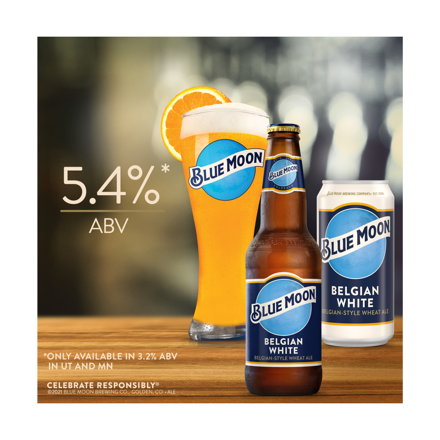 slide 4 of 5, Blue Moon Belgian White Wheat Beer, Craft Beer, Beer 15 Pack, 12 FL OZ Cans, 5.4% ABV, 15 ct; 12 oz