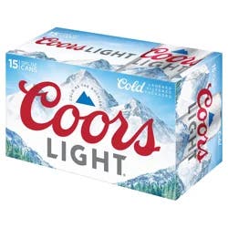 Coors Beer, American Light Lager Beer, 4.2% ABV, 15-pack, 12-oz beer cans