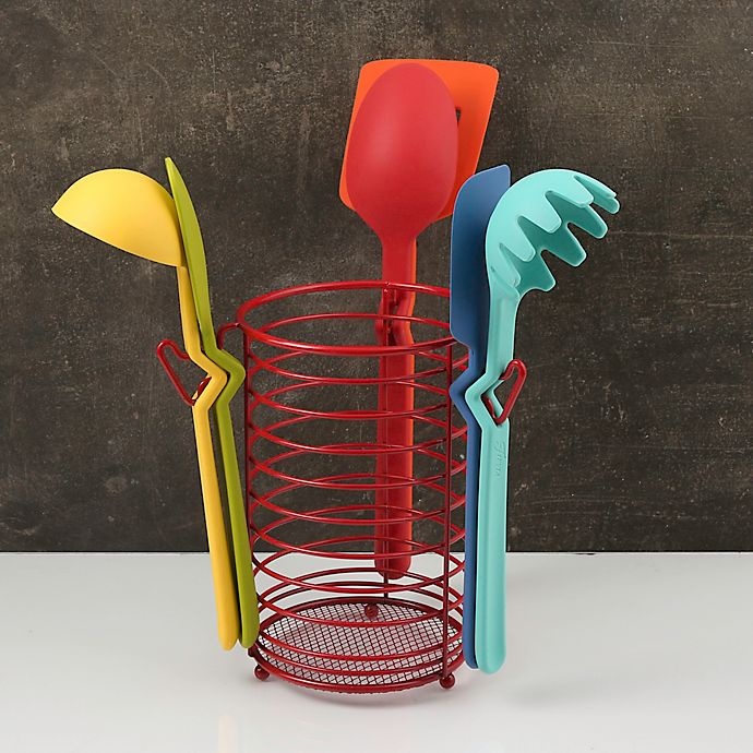 slide 4 of 5, Fiesta Multicolor Silicone Kitchen Utensil Set with Caddy, 7 ct