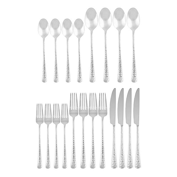 slide 2 of 4, Cambridge Silversmiths Raegan Hammer Mirror Flatware Set, 20 ct