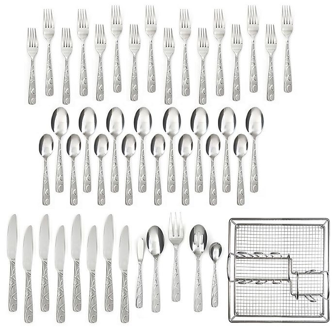 slide 5 of 5, Cambridge Silversmiths Conquest Sand Flatware Set with Buffet, 45 ct