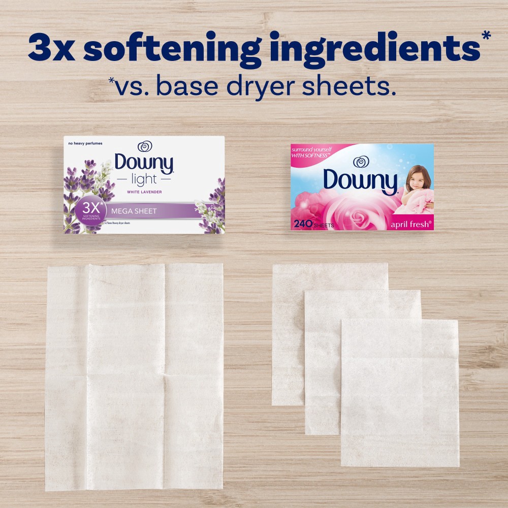 slide 5 of 6, Downy Light White Lavender Mega Dryer Sheets, 80 ct