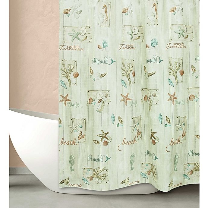 slide 1 of 2, Bacova Ocean Treasures Shower Curtain - Beige/Coral, 1 ct