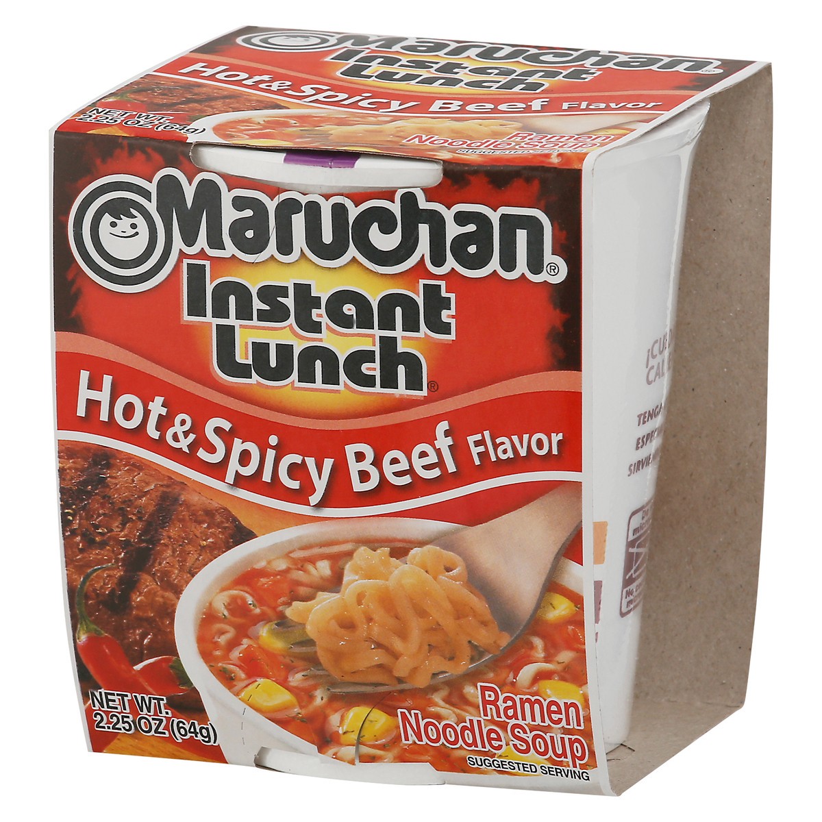 slide 3 of 9, Maruchan Instant Lunch Hot & Spicy Beef Flavor Ramen Noodle Soup, 2.25 oz