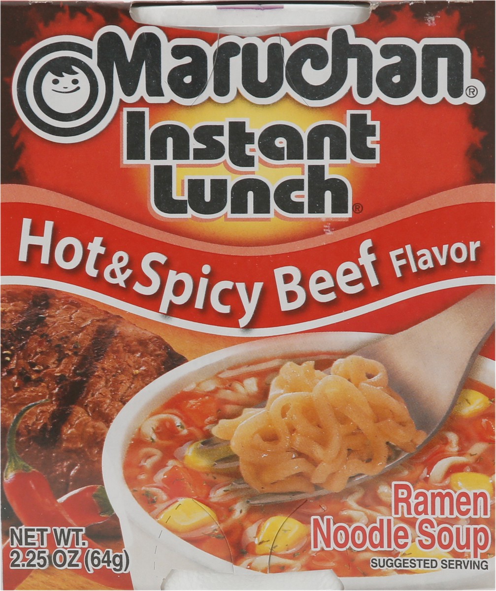 slide 6 of 9, Maruchan Instant Lunch Hot & Spicy Beef Flavor Ramen Noodle Soup, 2.25 oz