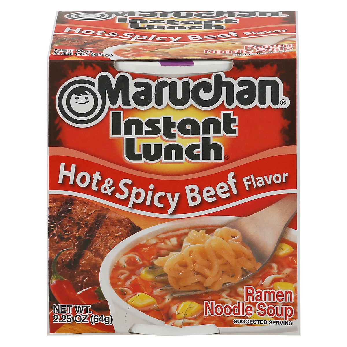 slide 1 of 9, Maruchan Instant Lunch Hot & Spicy Beef Flavor Ramen Noodle Soup, 2.25 oz