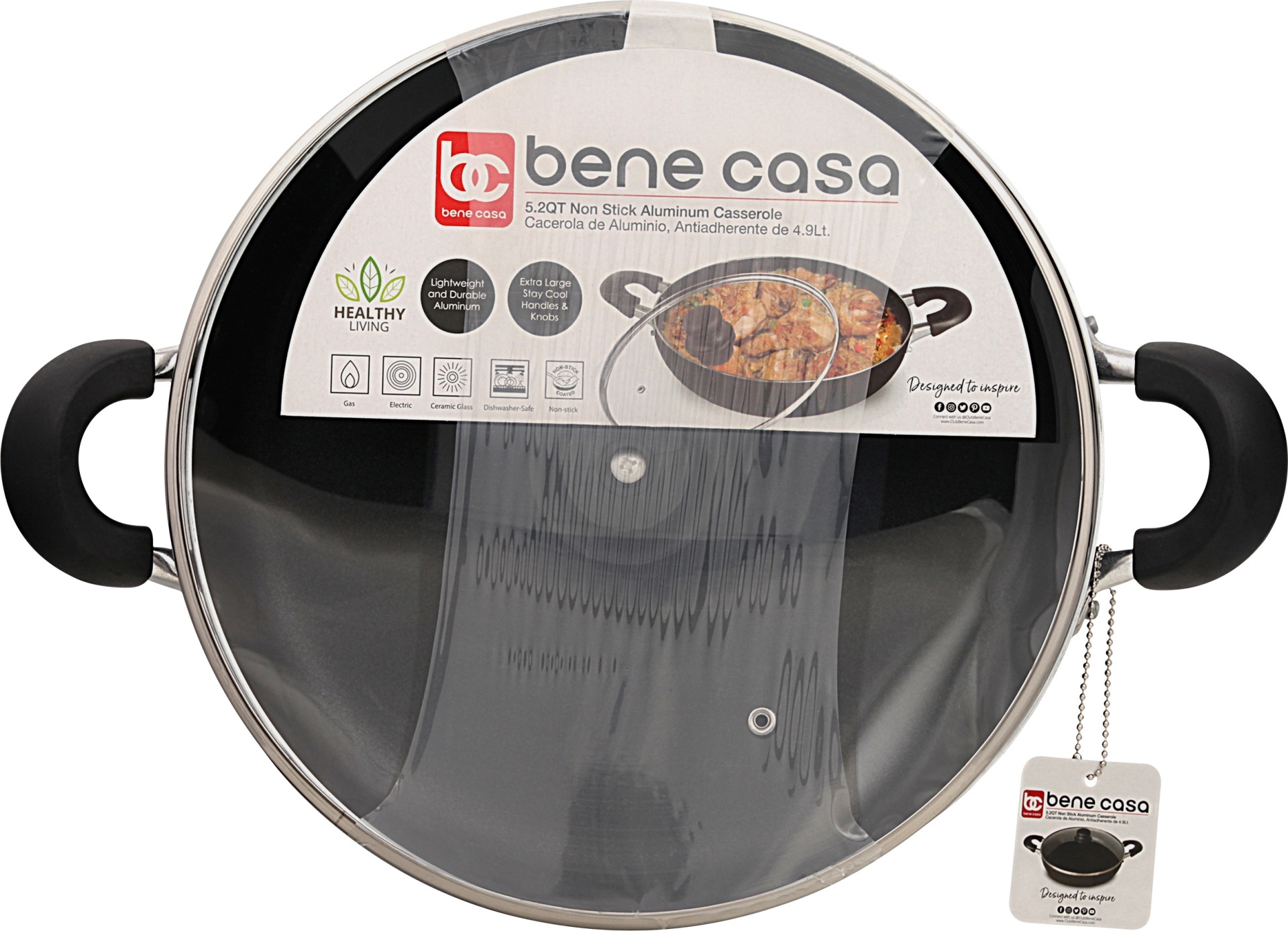 slide 1 of 1, Bene Casa, Speckled Casserole Non Stick, 5 qt