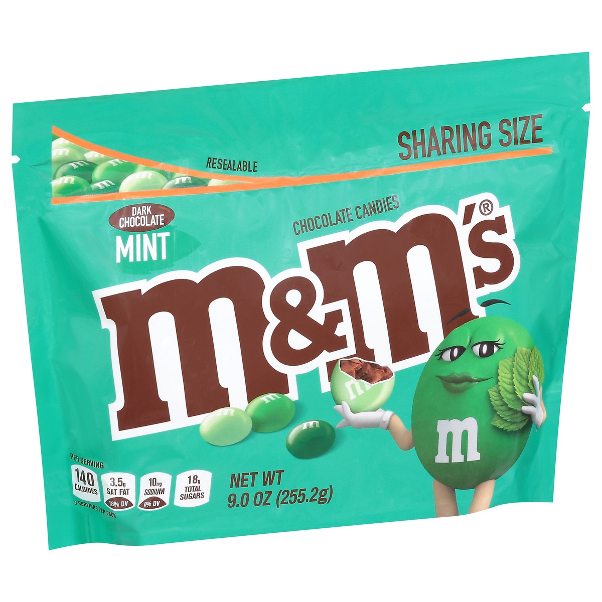 slide 11 of 13, M&M's Mint Dark Chocolate Candy, Sharing Size, 9 oz Resealable Bag, 9 oz