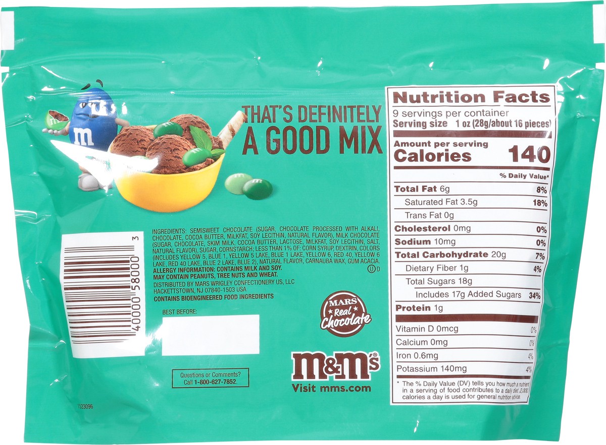 slide 2 of 13, M&M's Mint Dark Chocolate Candy, Sharing Size, 9 oz Resealable Bag, 9 oz