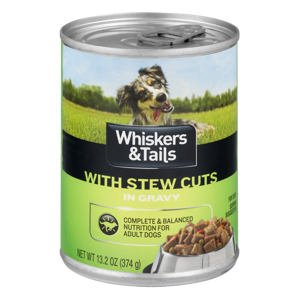 slide 1 of 1, Whiskers & Tails With Stew Cuts In Gravy For Dogs, 13.2 oz