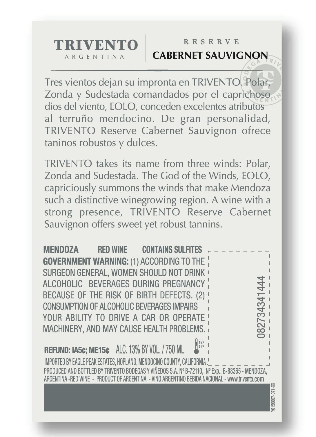 slide 2 of 5, Trivento Bodegas y Vinedos Reserve Cabernet Sauvignon 750 ml, 750 ml