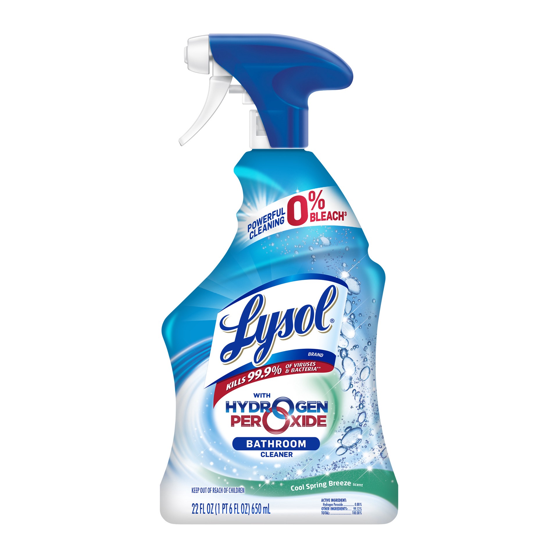 slide 1 of 3, Lysol Bathroom Cleaner Spray, For Cleaning and Disinfecting, Bleach Free (Contains Hydrogen Peroxide), Cool Spring Breeze Scent, 22oz, 22 oz