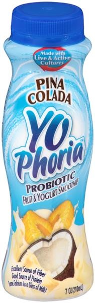 slide 1 of 1, Hiland Dairy Yophoria Pina Colada Probiotic Fruit Yogurt Smoothie, 7 oz
