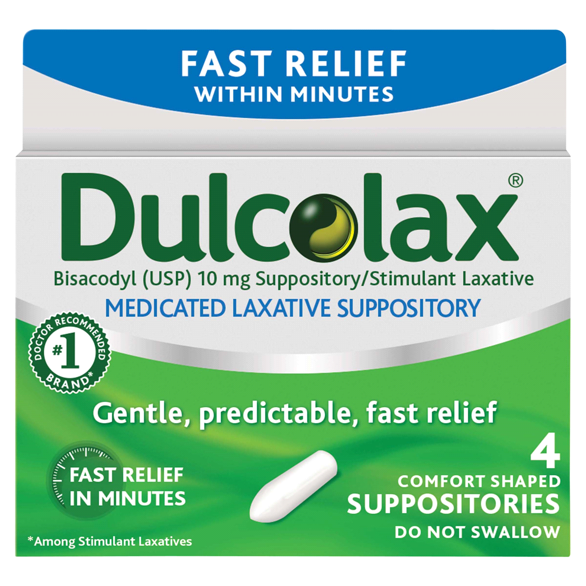 slide 1 of 25, Dulcolax Medicated Stimulant Laxative Suppositories, 4 Count, 4 ct