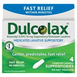 Dulcolax Medicated Stimulant Laxative Suppositories, 4 Count