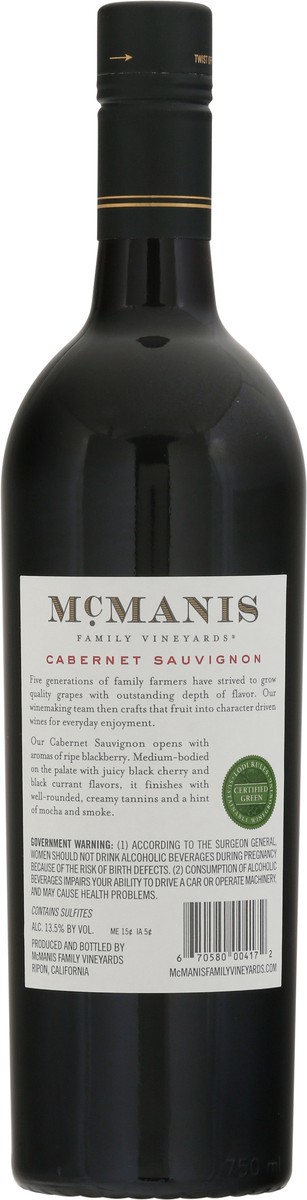 slide 3 of 9, McManis Family Vineyards California Lodi Ava Cabernet Sauvignon 750 ml, 750 ml