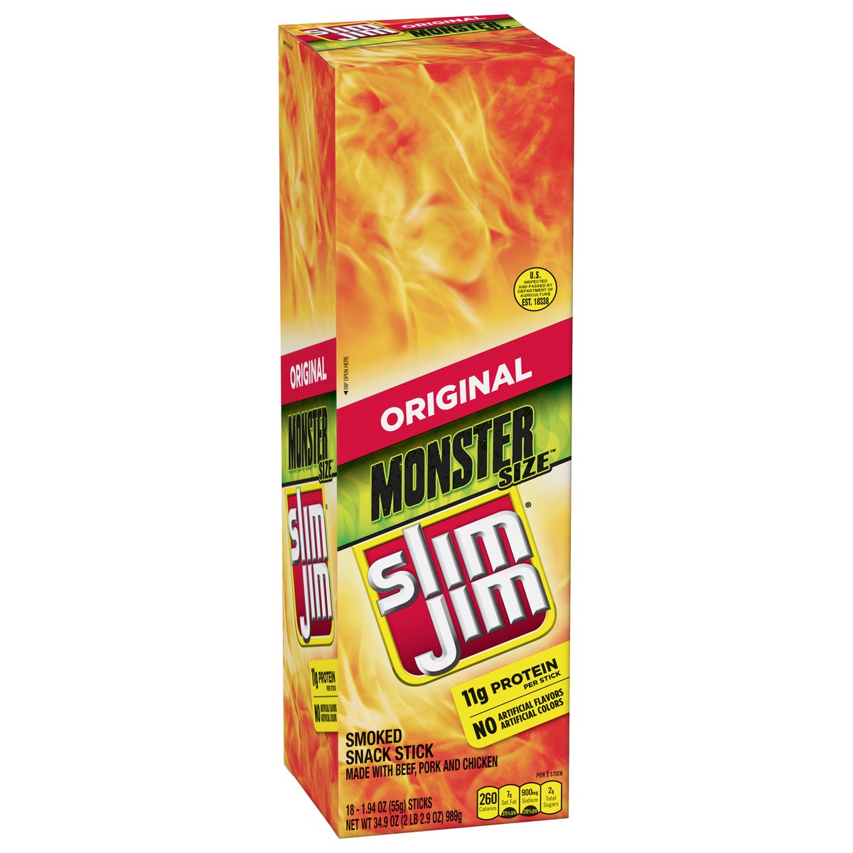 slide 6 of 9, Slim Jim Original Smoked Snack Stick Monster Size 18 - 1.94 oz Sticks, 18 ct