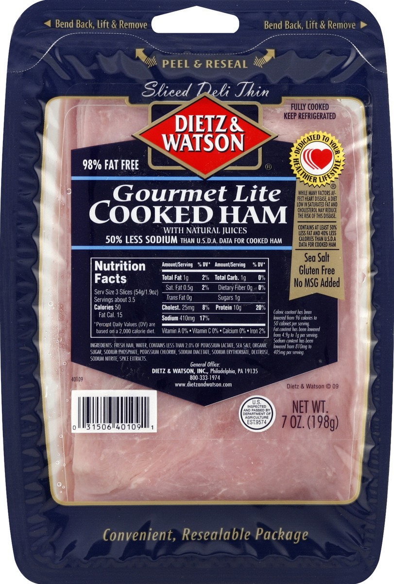 slide 3 of 3, Dietz & Watson Cooked Ham, 7 oz