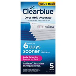 Clearblue Early Detection Pregnancy Test, Results 6 Days Sooner, Easy to Read Results, hCG Hormone Pregnancy Test, 5 Tests
