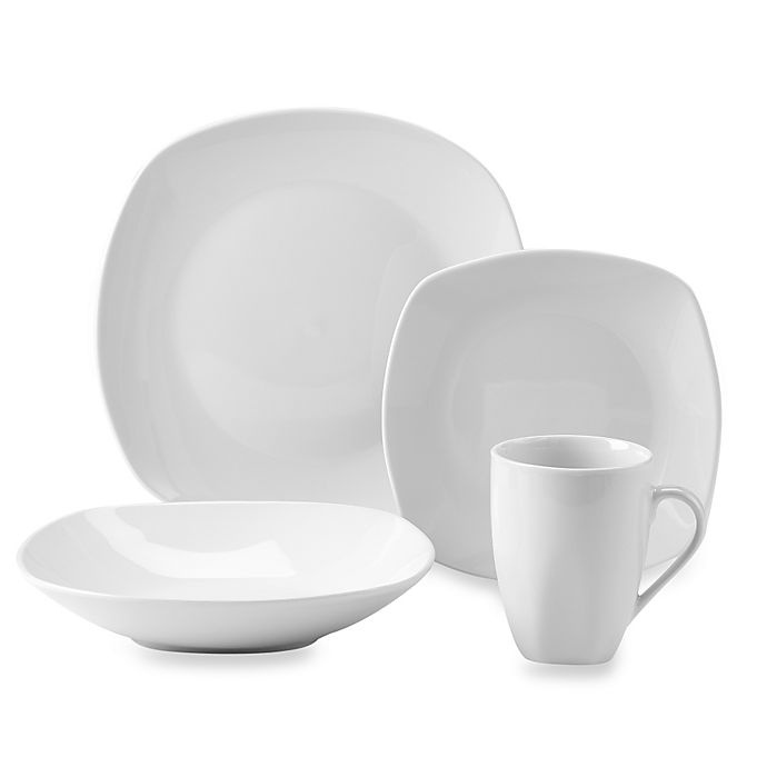 slide 1 of 1, Tabletops Unlimited Tabletops Gallery Quinto White Porcelain Square Coupe Dinnerware Set, 16 ct