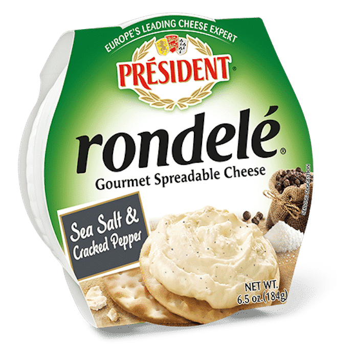 slide 1 of 1, Président Rondele Creamy Whipped Dip & Spread Cheese Sea Salt & Cracked Pepper, 6.5 oz, 