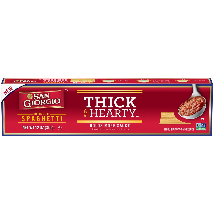 slide 1 of 8, San Giorgio Thick And Hearty Spaghetti, 12 oz