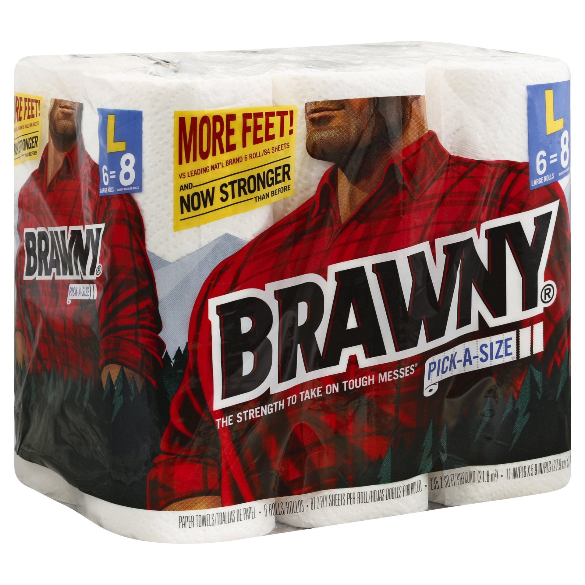 slide 1 of 8, Brawny Pickasize White Large Paper Towels, 6 ct