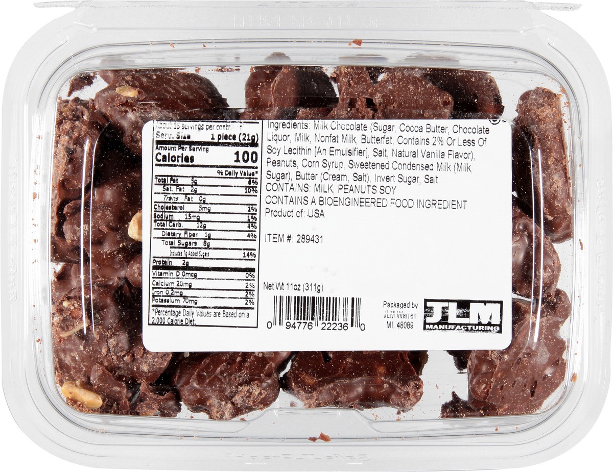 slide 8 of 13, JLM Manufacturing Peanut Caramel Chocolate Cluster - 11 oz, 11 oz