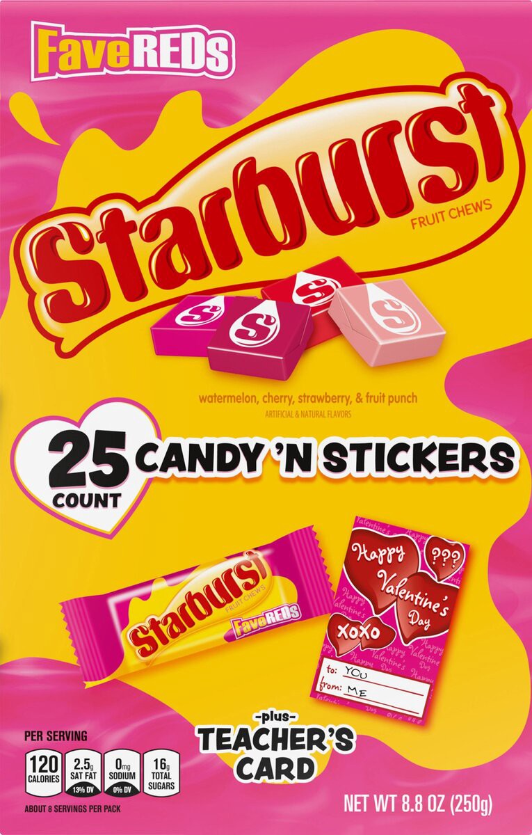 slide 7 of 9, Starburst Valentines Exchange Kit, 25 ct; 8.8 oz