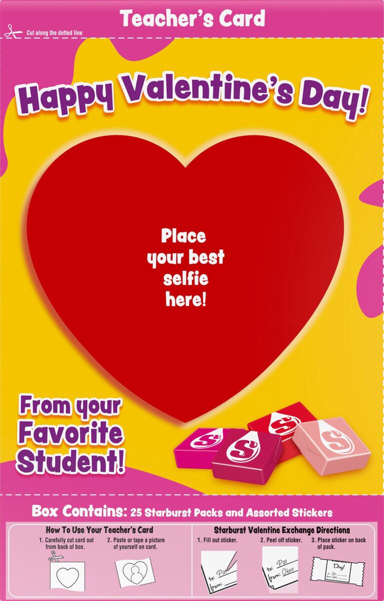 slide 6 of 9, Starburst Valentines Exchange Kit, 25 ct; 8.8 oz