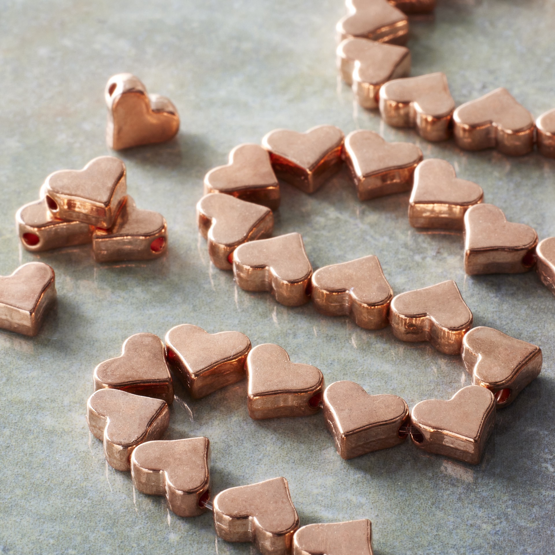 slide 3 of 3, Rose Gold Metal Heart Beads, 6mm By Bead Landing, 6 mm