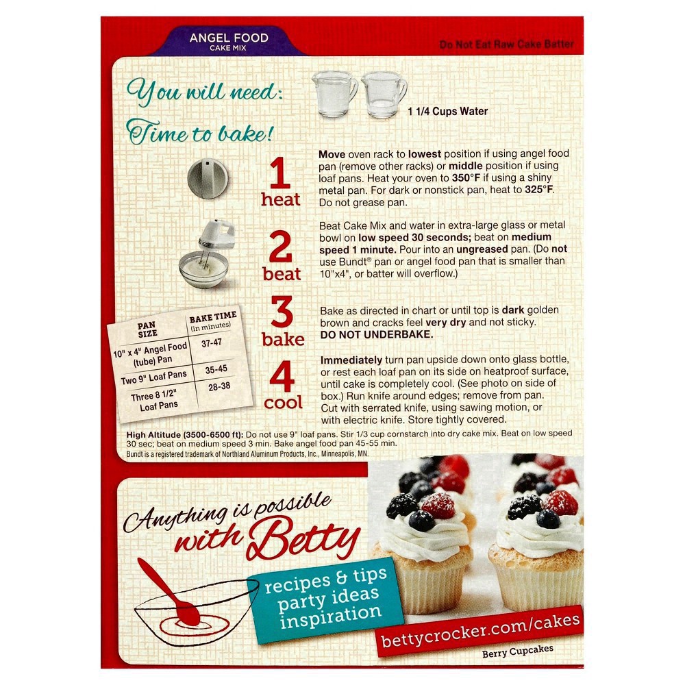 slide 117 of 148, Betty Crocker Ready to Bake Angel Food Cake Mix, 16 oz., 1 lb