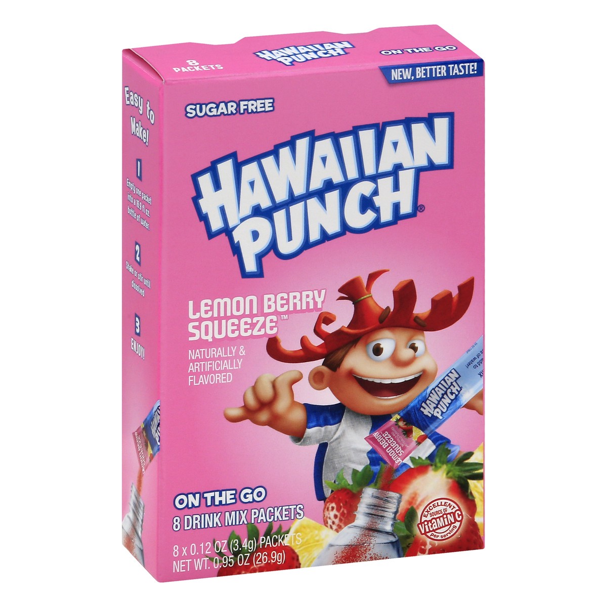 slide 2 of 9, Hawaiian Punch Sugar Free On The Go Lemon Berry Squeeze Drink Mix Packets 8 ea, 8 ct