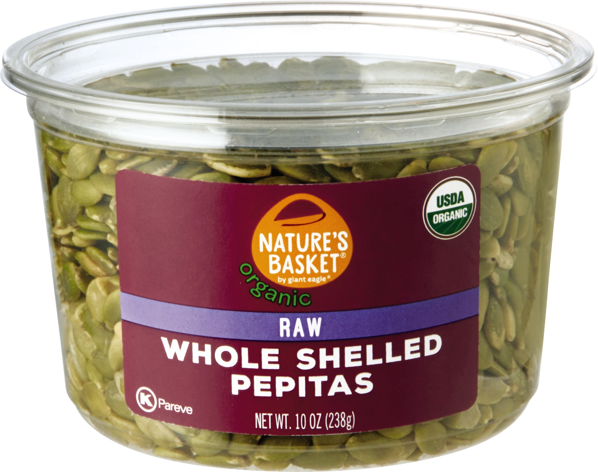 slide 1 of 1, Nature's Basket Organic Raw Whole Shelled Pepitas, 10 oz