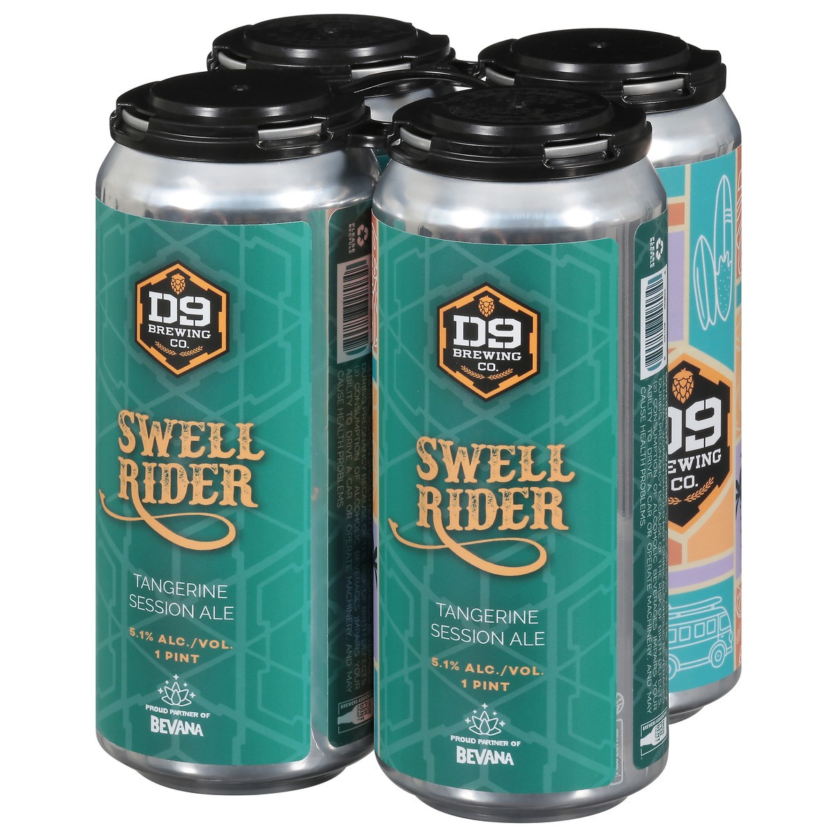 slide 9 of 12, D9 Brewing Co. Tangerine Session Ale Swell Rider Beer 4 - 1 pint Cans, 4 ct