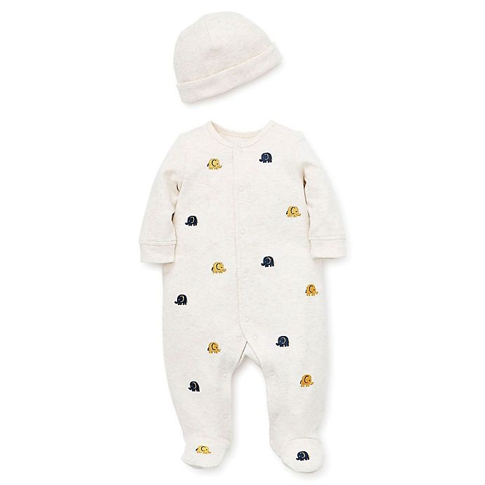 slide 1 of 1, Little Me Newborn Quilted Elephant Footie and Cap Set - Ivory, 2 ct