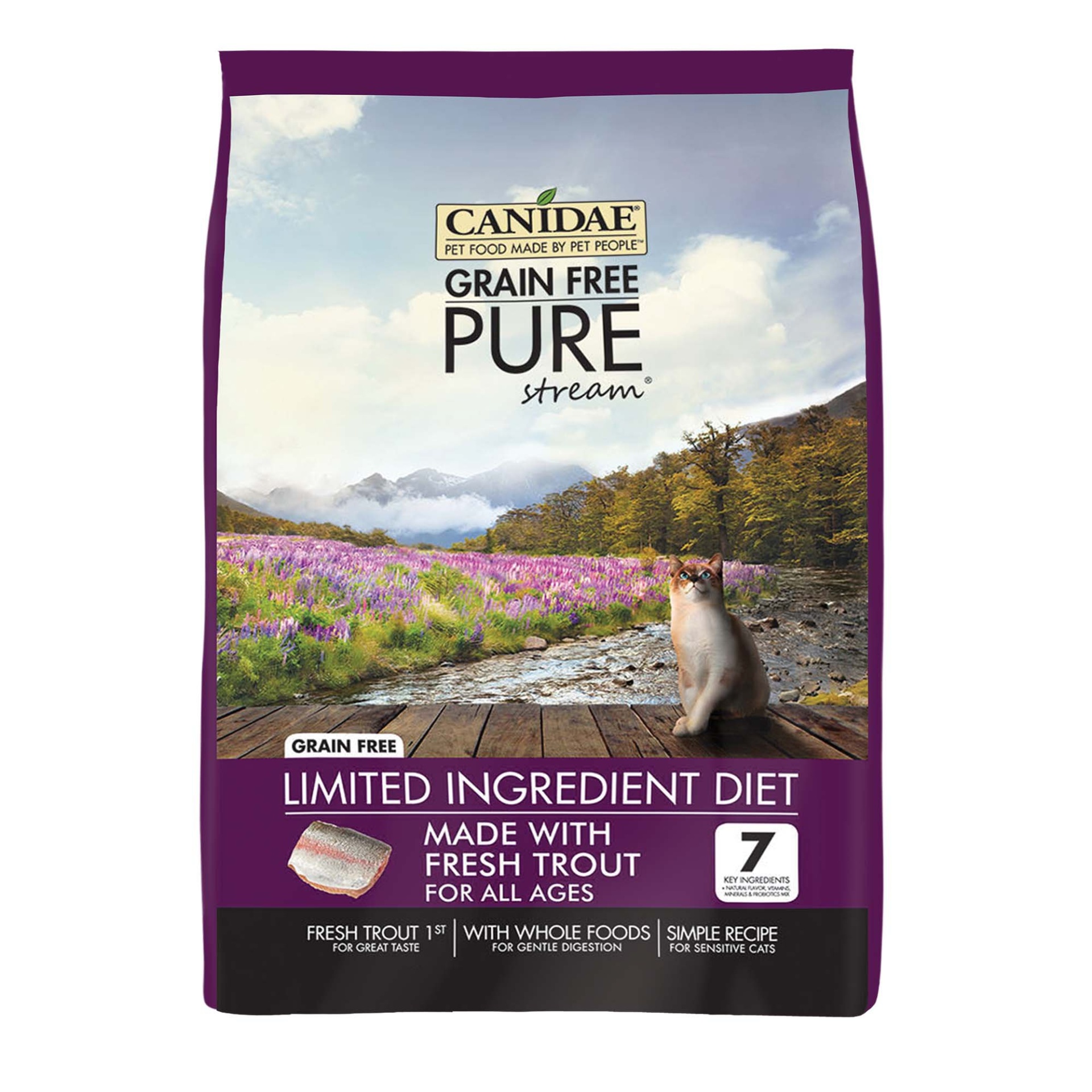 slide 1 of 1, CANIDAE Grain Free PURE Stream Cat Dry Formula with Trout, 10 lb