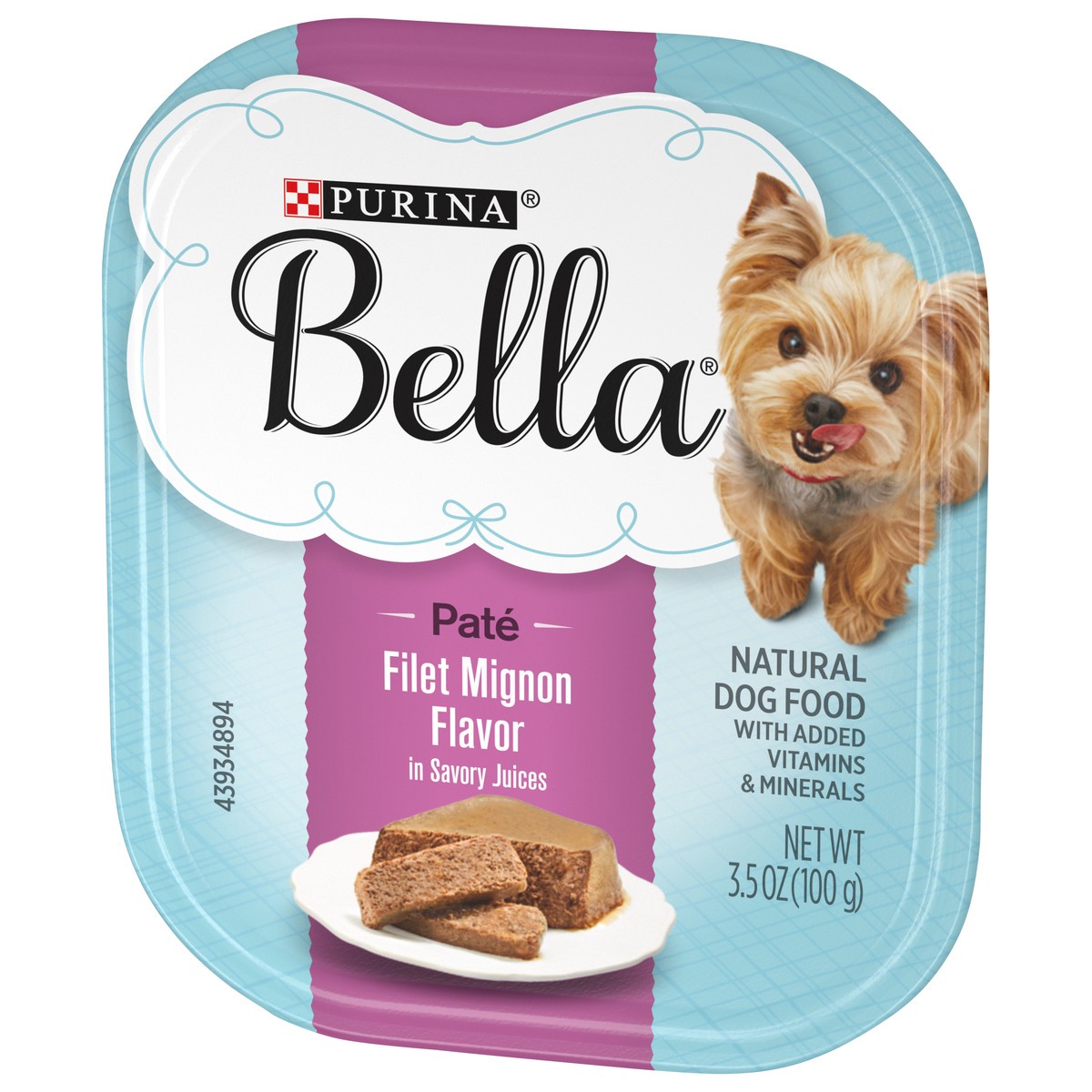 slide 4 of 9, Bella Purina Bella Natural Small Breed Pate Wet Dog Food, Filet Mignon Flavor in Savory Juices, 3.5 oz