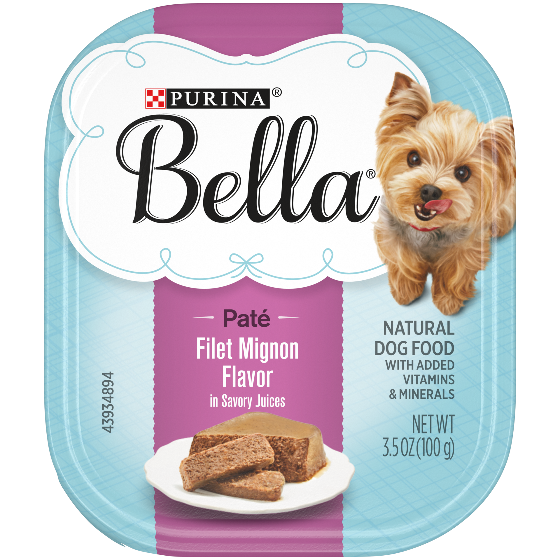 slide 1 of 9, Bella Purina Bella Natural Small Breed Pate Wet Dog Food, Filet Mignon Flavor in Savory Juices, 3.5 oz