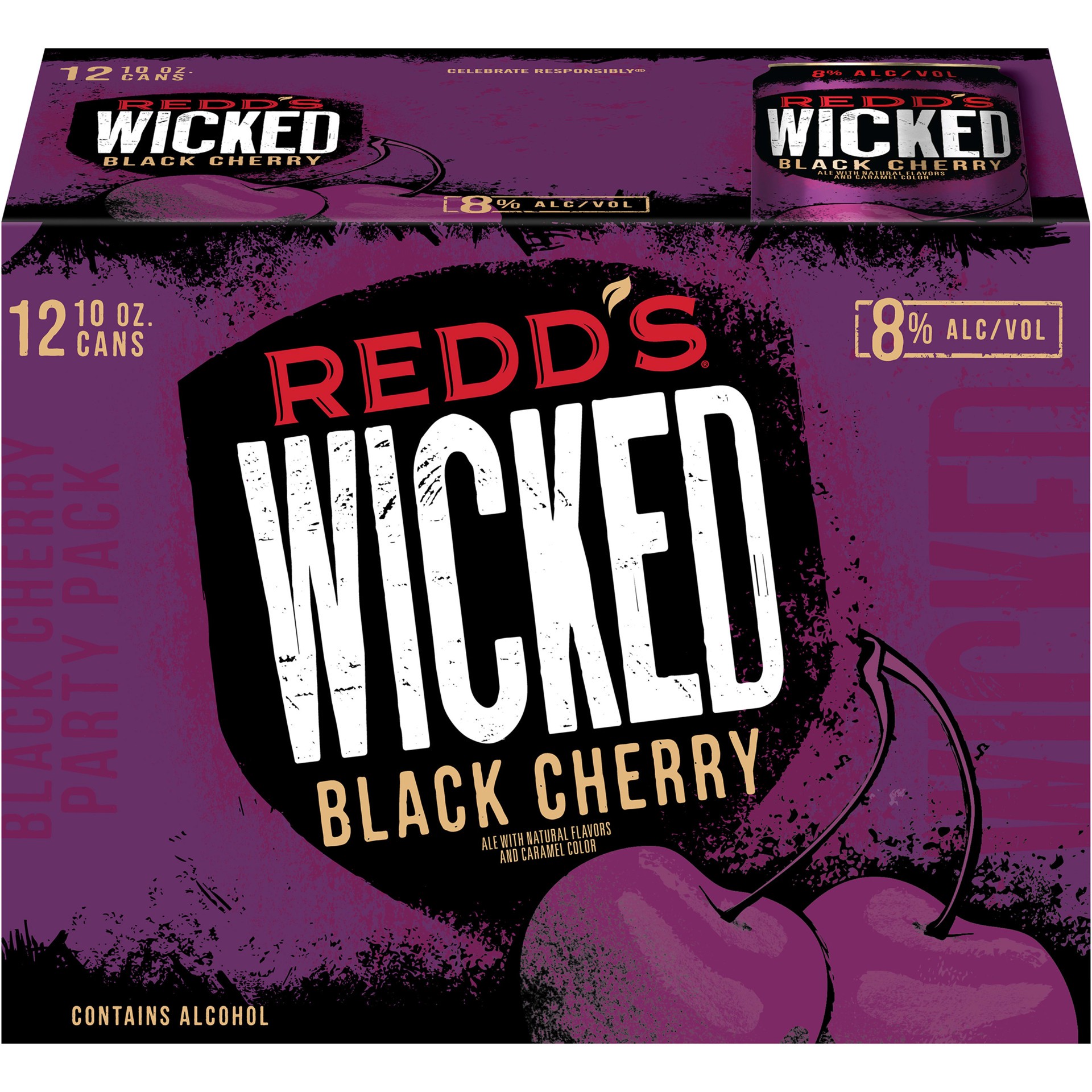 slide 3 of 5, Redd's Wicked Black Cherry Beer, 12 ct; 12 fl oz