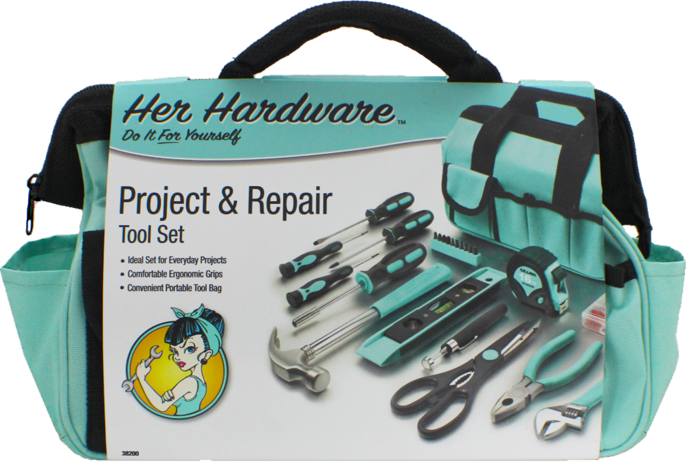 slide 1 of 1, Allied Her Hardware Project & Repair Tool Set - 15 Piece - Teal, 15 ct