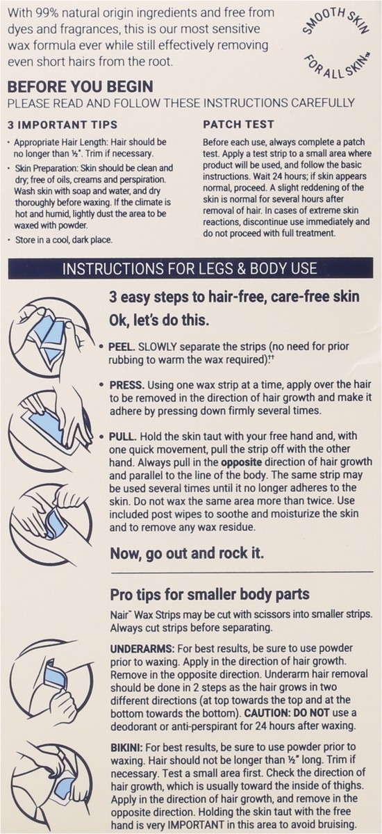 slide 5 of 9, Nair Sensitive Ready Wax Strips, Legs & Body, 40 ct, 7 ct