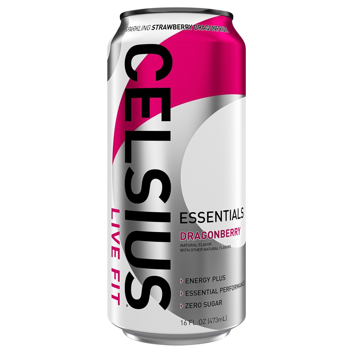 slide 1 of 14, CELSIUS ESSENTIALS, Sparkling Dragonberry, Performance Energy Drink 16 Fl Oz Single Can, 16 fl oz