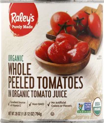 Raley's Organic Whole Peeled Tomatoes 28 oz