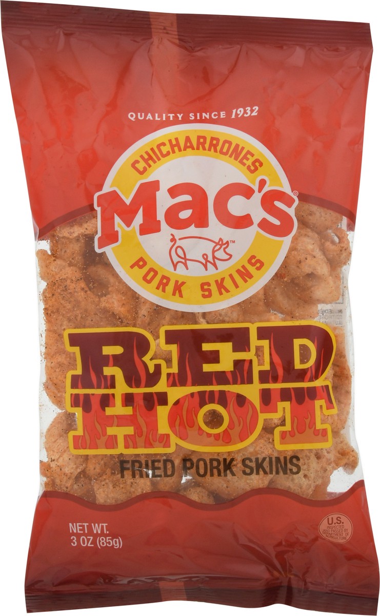 slide 8 of 9, Mac's Red Hot Pork Skin, 3 oz