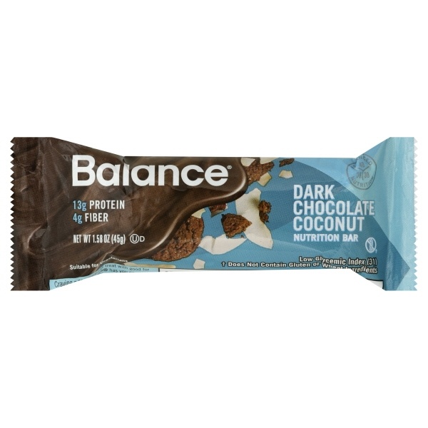 slide 1 of 1, Balance Bar Nutrition Bar, Dark Chocolate Coconut, 1.6 oz