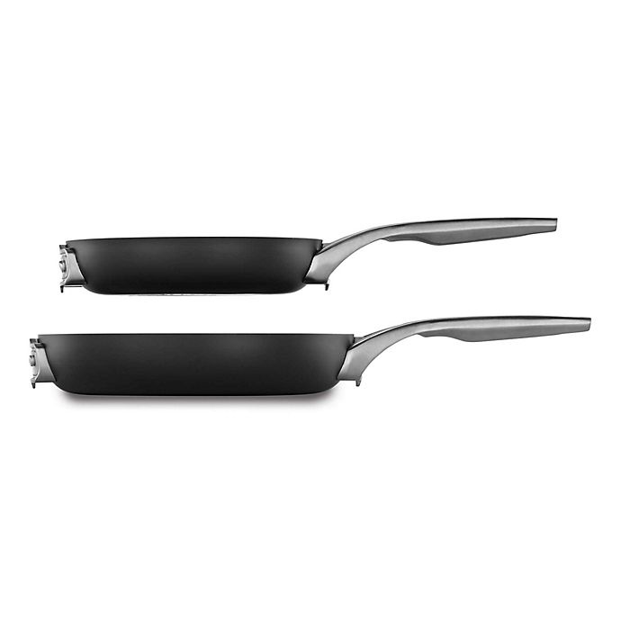 slide 1 of 1, Calphalon Premier Space Saving Hard Anodized Nonstick Fry Pans Set, 2 ct