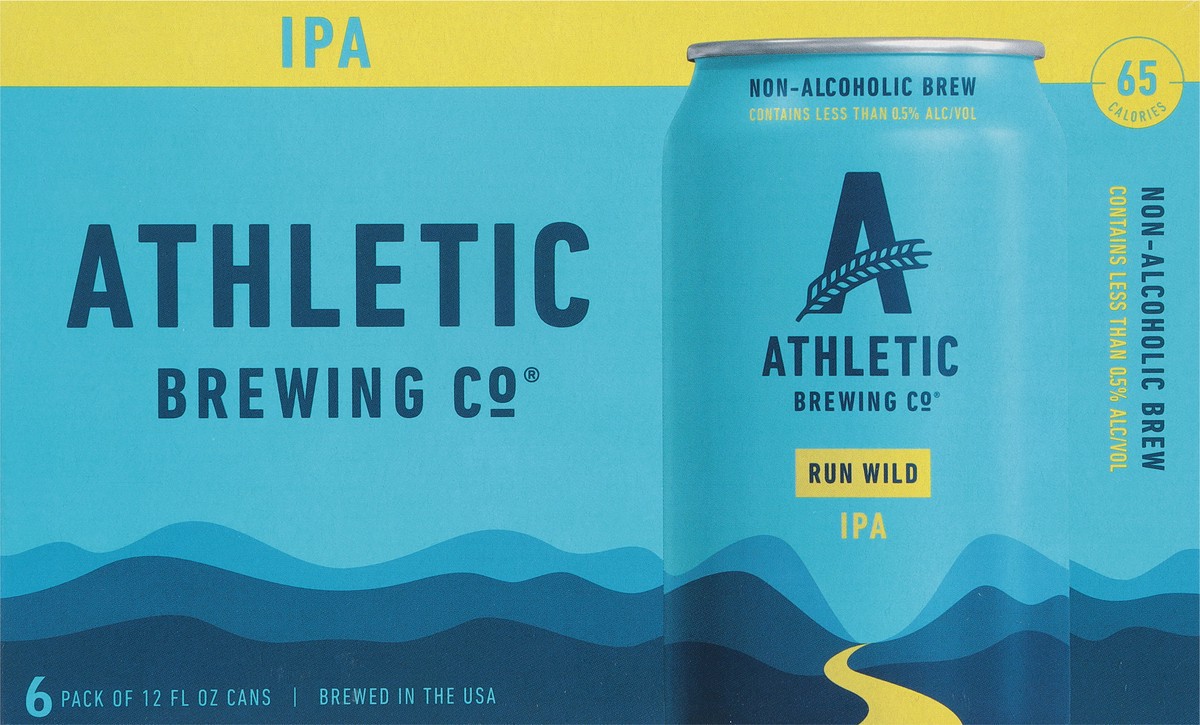 slide 3 of 9, Athletic Brewing Beer, IPA, Run Wild, 6 Pack, 6 ct; 12 oz