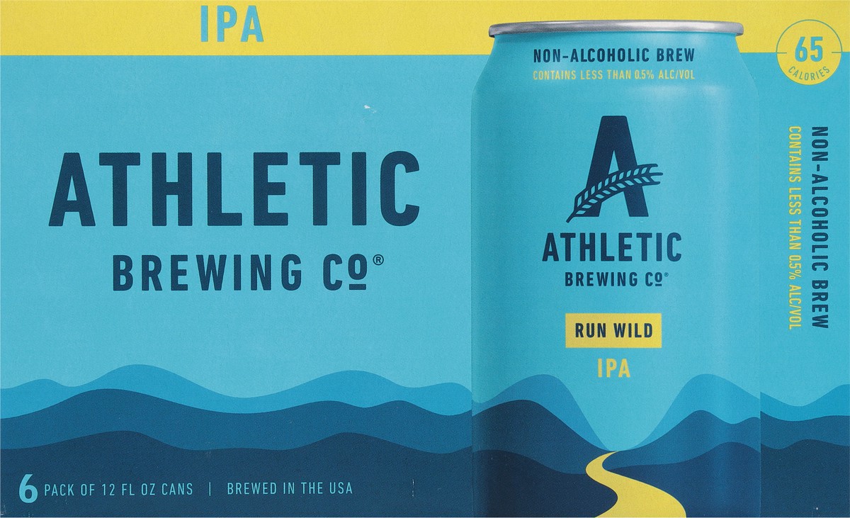 slide 6 of 9, Athletic Brewing Beer, IPA, Run Wild, 6 Pack, 6 ct; 12 oz